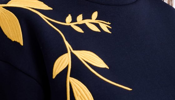 Kadın Nakışlı Sweat Bisiklet Yaka